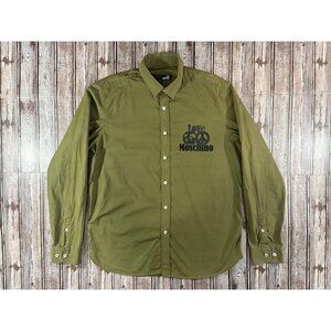 Love Moschino embossed logo Button Down Shirt Size M color olive green